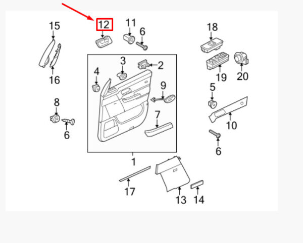 FVC500350WWE - LR Range Rover Sport L320 Door Handle Inside Front Left FVC500350WWE NEW ORIGINAL