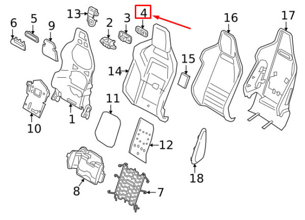 J9C12315PVJ - Jaguar E-PACE X540 Front Seat Back Bezel J9C12315PVJ, Original Part