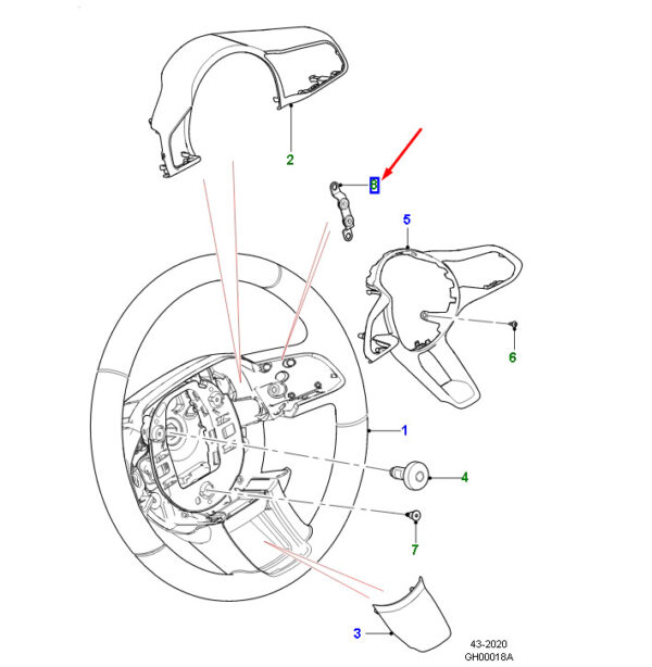 J9C14156 - JAGUAR F-PACE X761 Steering Wheel Mount J9C14156 NEW ORIGINAL