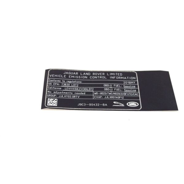 J9C6505 - JAGUAR E-PACE X540 Emission Label J9C6505 NEW REAL