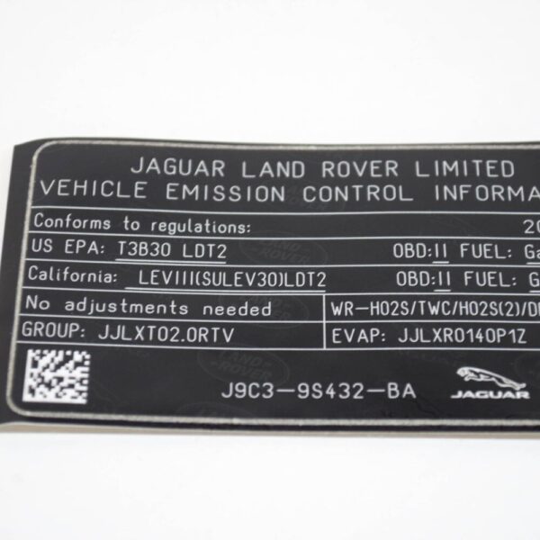 J9C6505 - JAGUAR E-PACE X540 Emission Label J9C6505 NEW REAL