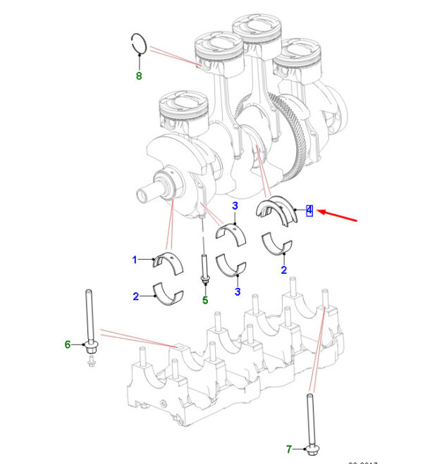 JDE28136 - JAGUAR F-PACE X761 Crankshaft Main Pressure Bearing JDE28136 NEW GENUINE