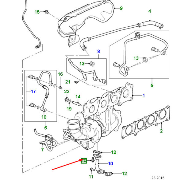 JDE28220 - JAGUAR F-PACE X761 Turbo Oil Return Pipe Screw JDE28220 NEW ORIGINAL