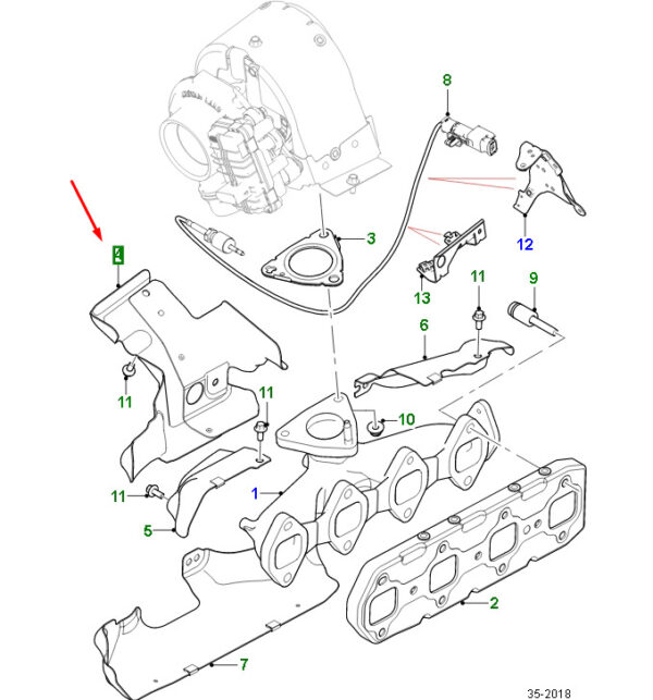 JDE36494 - JAGUAR F-PACE X761 Turbocharger Heat Shield JDE36494 NEW ORIGINAL