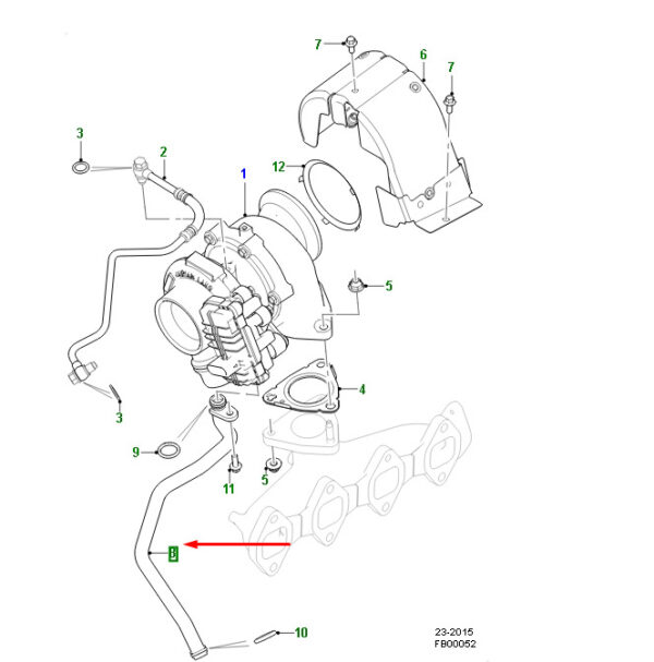JDE38480 - Jaguar F-PACE X761 Turbo Oil Drain Pipe JDE38480, Original Part