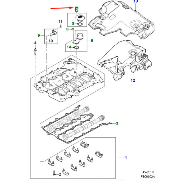 JDE38595 - Jaguar F-PACE X761 Oil Filler Lid JDE385595, Original Part
