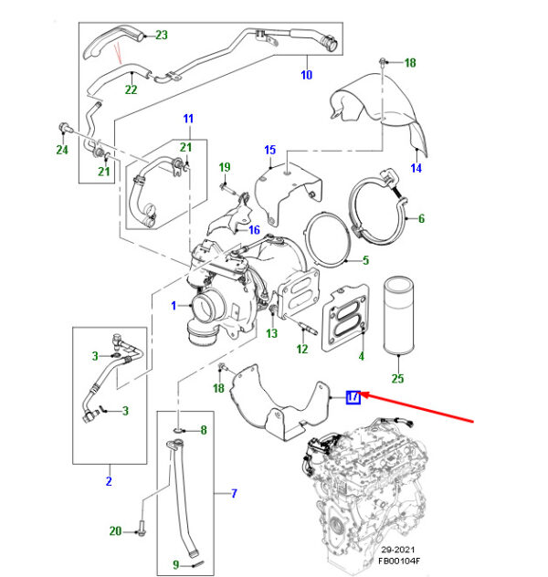 JDE38615 - Jaguar F-PACE X761 Turbo Heat Protector Bottom JDE38615, Original Part