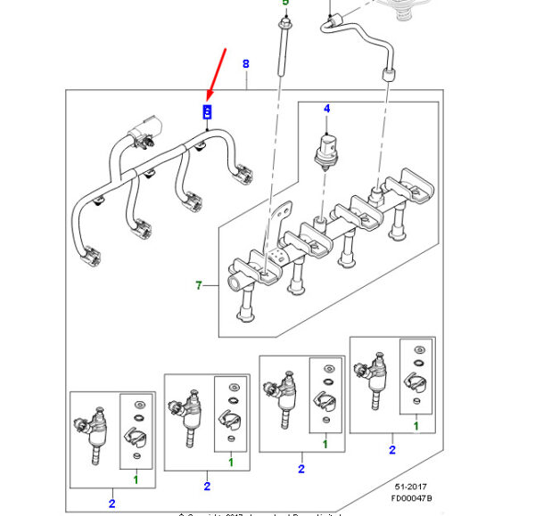 JDE40287 - JAGUAR F-PACE X761 Injection Nozzle Harness JDE40287 NEW ORIGINAL