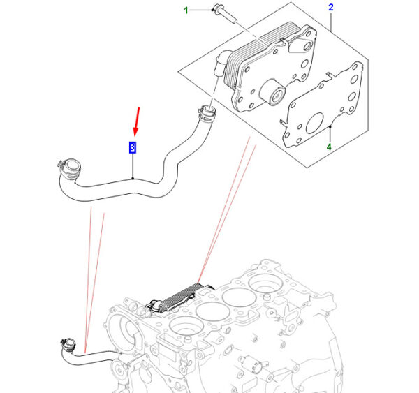 JDE40330 - Jaguar F-PACE X761 Oil Cooler Hose JDE40330 NEW ORIGINAL