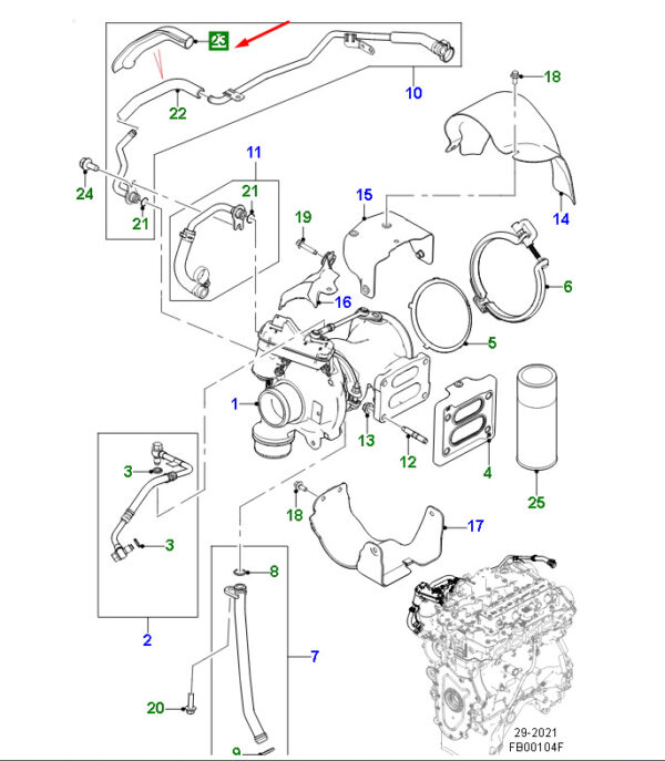 JDE40569 - JAGUAR F-PACE X761 Turbocoolant Tube Heat Shield JDE40569 NEW REAL