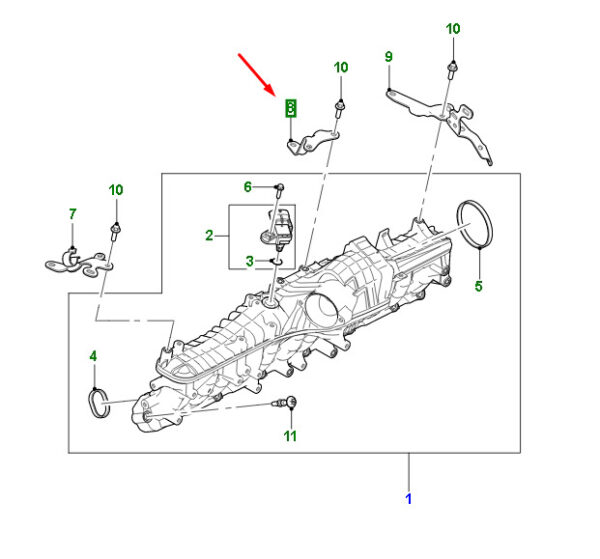 JDE40772 - Jaguar F-PACE X761 Intake Manifter Center Mount JDE40772, Original Part