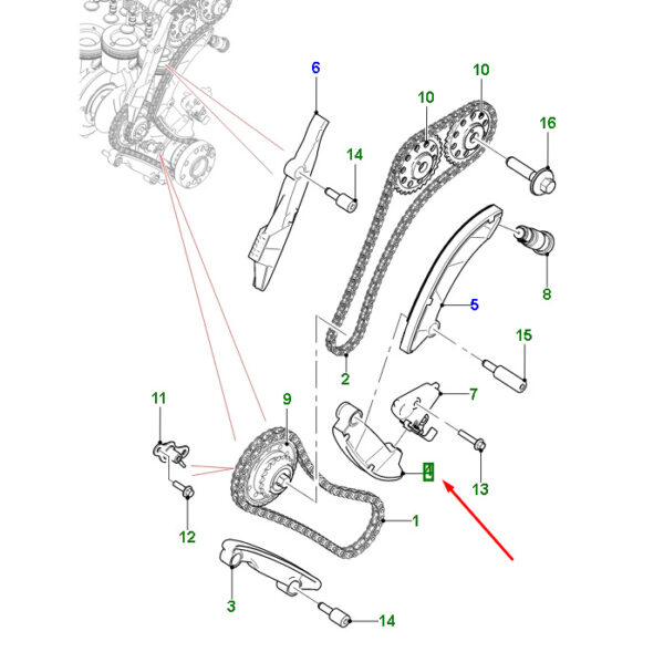 JDE40798 - JAGUAR F-PACE X761 Lever Primary Control Chain Guide JDE40798 NEW GENUINE
