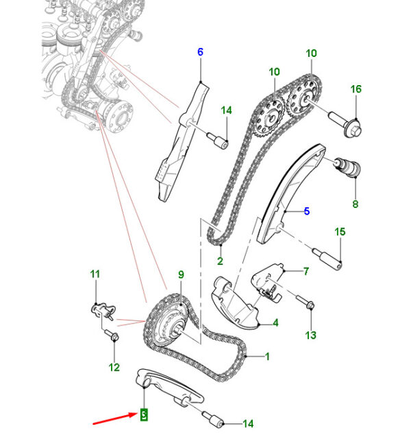 JDE40801 - JAGUAR F-PACE X761 Primary Control Chain Guide JDE40801 NEW GENUINE