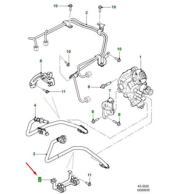 JDE40823 - Jaguar F-PACE X761 Fuel Line Lower Mount JDE40823 NEW ORIGINAL