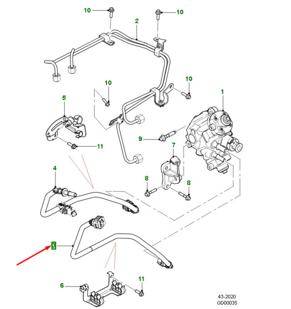 JDE40825 - JAGUAR F-PACE X761 Fuel Return Pipe JDE40825 NEW ORIGINAL