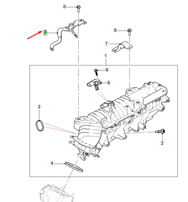 JDE40867 - Jaguar F-PACE X761 Intake Manifter Mount Front JDE40867, Original Part