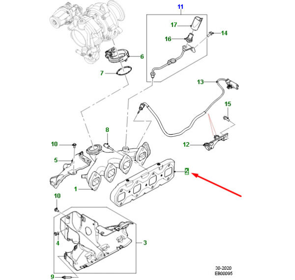JDE40901 - Jaguar F-PACE X761 Exhaust Manifter Gasket JDE40901 NEW ORIGINAL