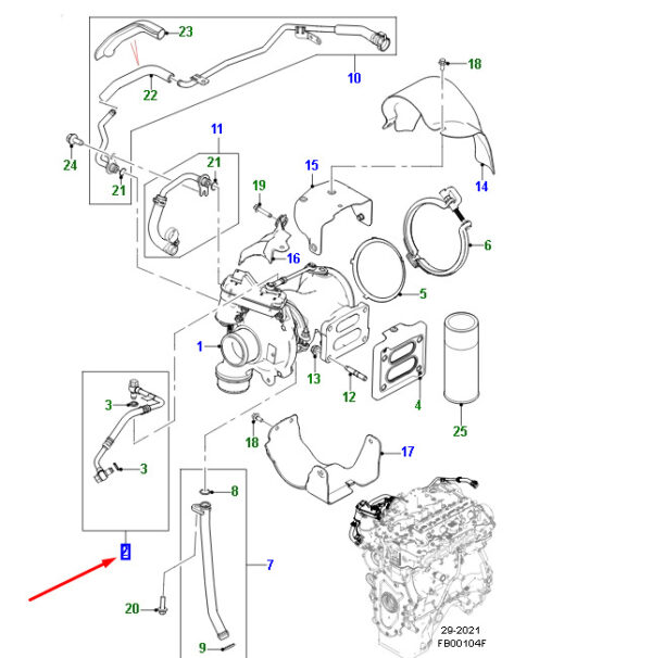 JDE41219 - Jaguar F-PACE X761 Turbo Oil Supply Line JDE41219, Original Part
