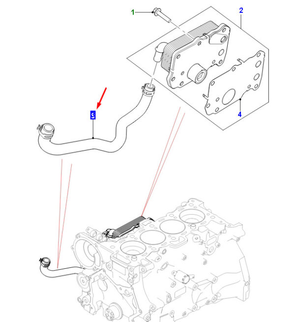 JDE41281 - JAGUAR XE X760 Oil Cooler Hose JDE41281 NEW ORIGINAL