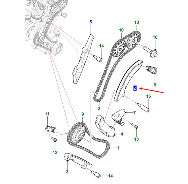 JDE41330 - JAGUAR F-PACE X761 Lever Secondary Control Chain Guide JDE41330 NEW GENUINE
