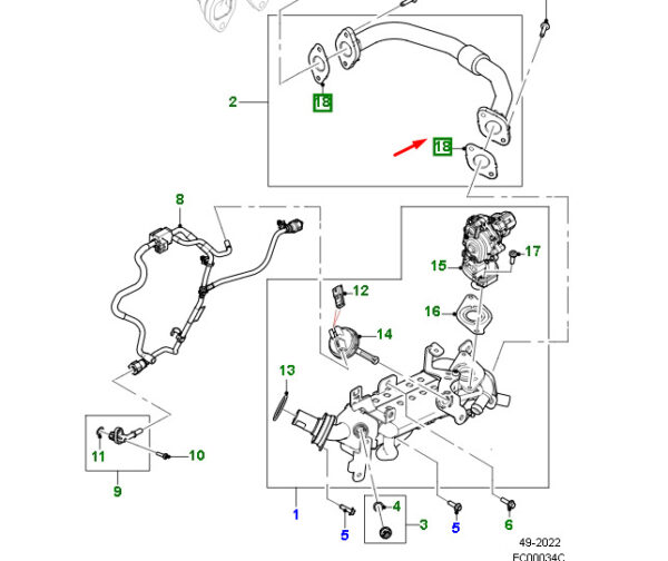 JDE41608 - Jaguar F-PACE X761 EGR Crossover Pipe Gasket JDE41608 NEW ORIGINAL