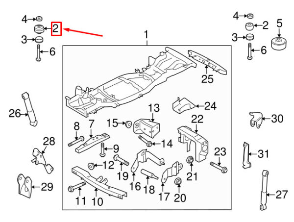 KVF500161 - LR DISCOVERY 4 L319 Top Insulator for Front Frame KVF500161 NEW ORIGINAL