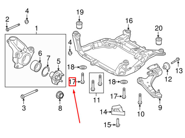 LR000466 - LR FREELANDER L359 Front Suspension Engine Mount Bolt LR000466 GENUINE