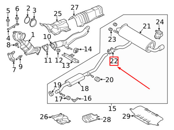 LR000953 - LR RANGE ROVER EVOQUE L538 Rear Muffler Clamp LR000953 NEW GENUINE