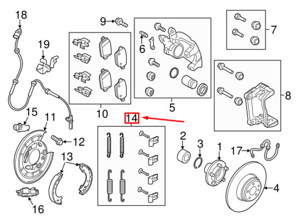 LR001023 - LAND ROVER FREELANDER L359 Rear Brake Jaws Spring Kit LR001023 NEW GENUINE