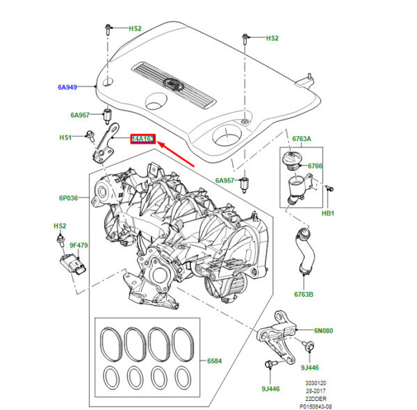 LR001209 - LAND ROVER RANGE ROVER EVOQUE L538 Engine Cover Bracket LR001209 NEW GENUINE