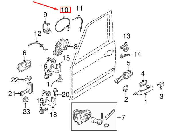 LR001881 - LR FREELANDER L359 Front Left Door Locking Cable LR001881 NEW GENUINE