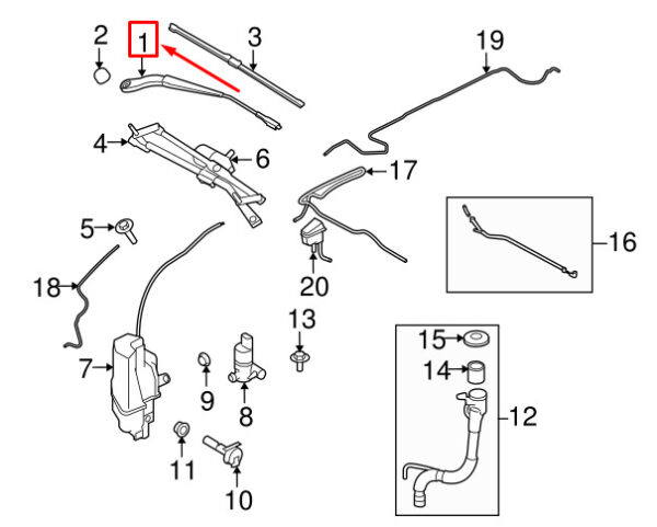 LR002246 - LAND ROVER FREELANDER L359 Windshield Wiper Arm Front Right LR002246 NEW GENUINE