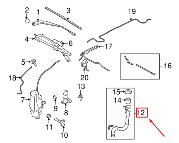 LR002313 - LR FREELANDER L359 Wash Bottle Filler Hose with Cap LR002313 GENUINE