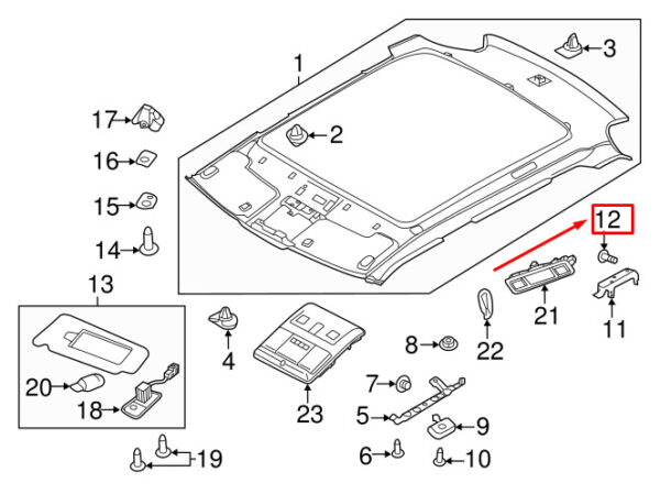 LR003450 - LR RANGE ROVER EVOQUE L538 Rear Roof Mount Screw LR003450 NEW