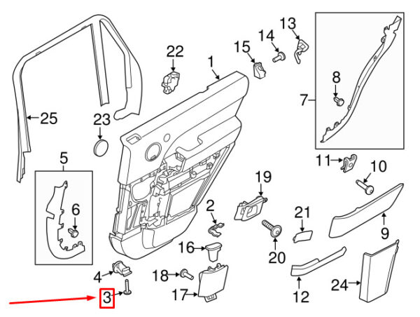LR007312 - 5PCS NEW LAND ROVER DISCOVERY L462 DOOR PANEL BOLT LR007312