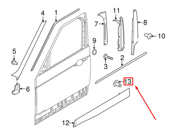 LR010155 - 10PCS NEW LAND ROVER DISCOVERY L462 FRONT DOOR SIDE MOLDING BOLT LR010155