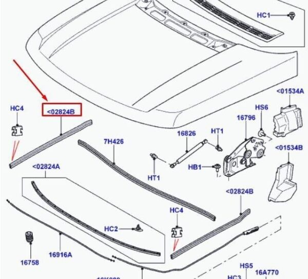 LR012017 - LAND ROVER RANGE ROVER L322 Origi Engine Hood Outer Side Gasket