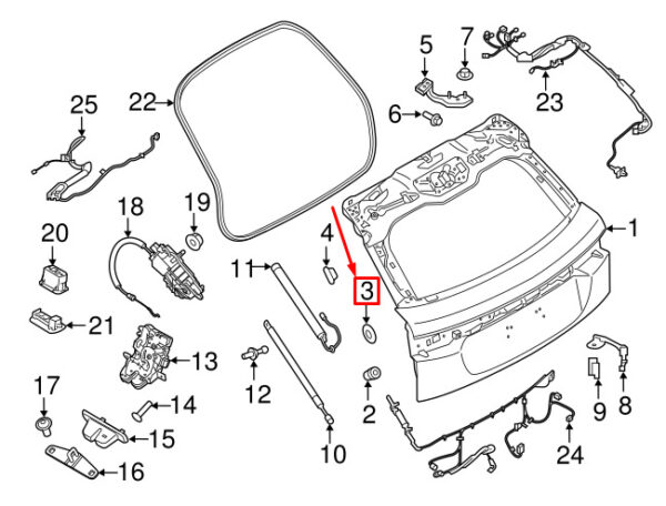 LR012710 - LAND ROVER DISCOVERY SPORT L550 Tailgate Connector LR012710 NEW GENUINE
