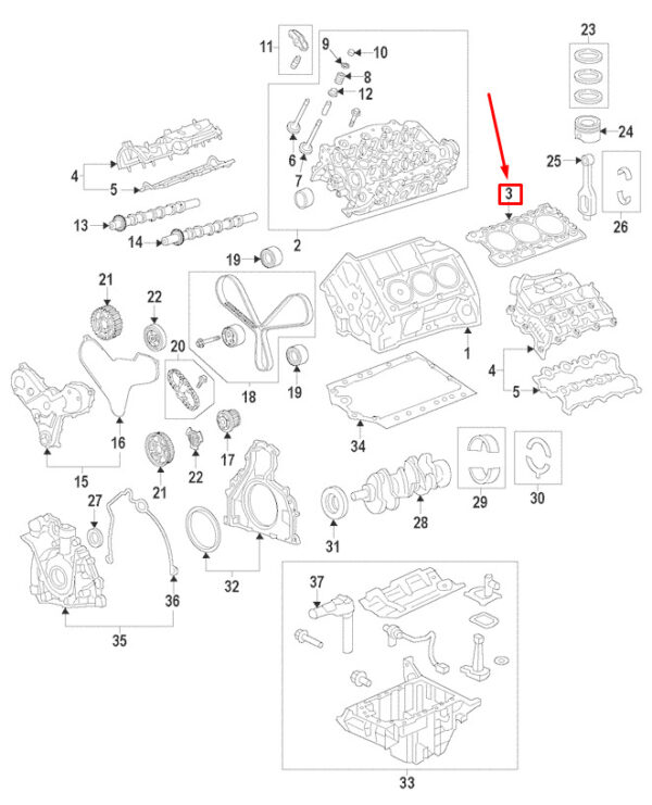 LR013066 - NEW LAND ROVER RANGE ROVER SPORT L494 CYLINDER HEAD GASKET LR013066
