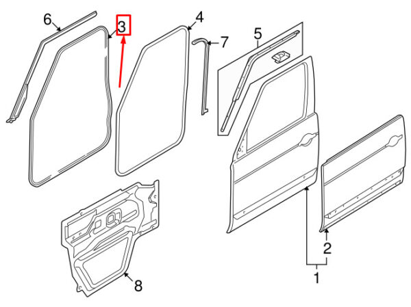 LR013938 - LAND ROVER RANGE ROVER L322 Front Door Gasket LR013938 NEW GENUINE