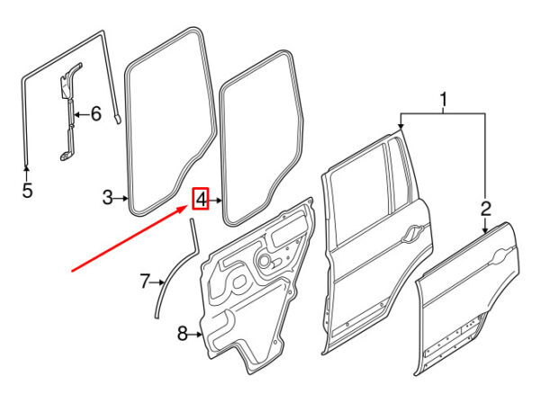 LR013943 - LAND ROVER RANGE ROVER L322 Rear Door Gasket LR013943 NEW GENUINE