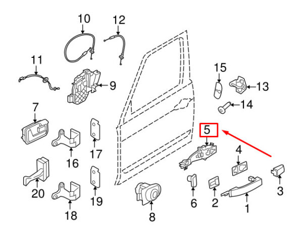 LR018296 - LAND ROVER DISCOVERY 4 L319 Front Left Door Handle Base LR018296 NEW GENUINE