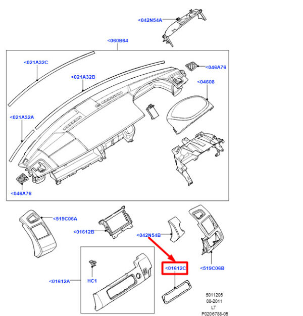 LR021387 - Land Rover Range Rover Sport L320 Dashboard Ornamental Ring LR021387, Original Part