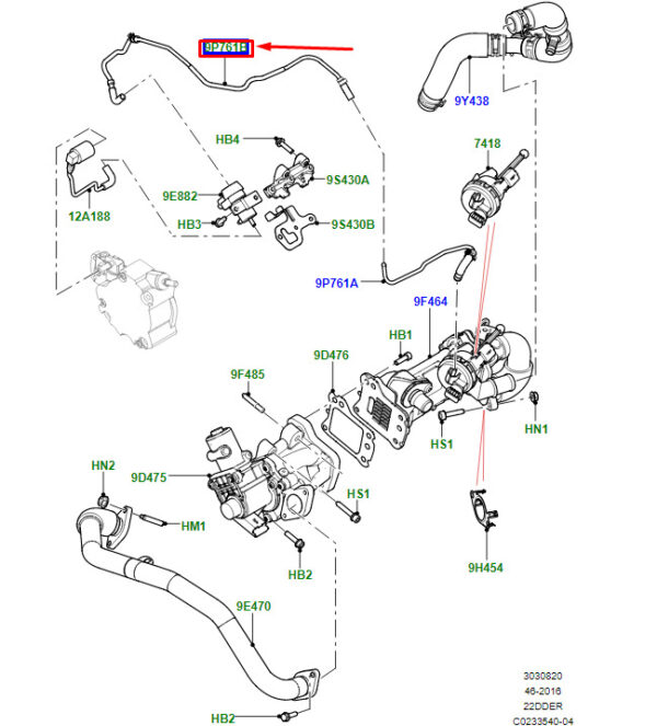 LR022516 - LAND ROVER RANGE ROVER EVOQUE L538 Engine Vacuum Hose LR022516 NEW GENUINE