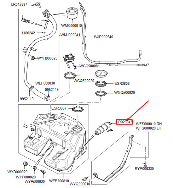 LR023043 - LAND ROVER FREELANDER L314 Fuel Pump LR023043 NEW GENUINE