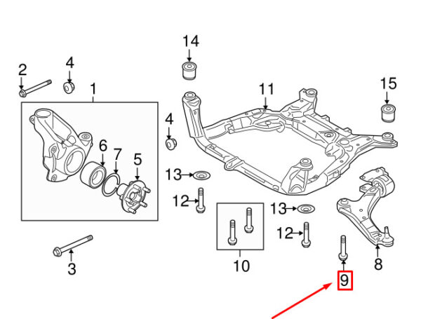 LR024149 - LR RR EVOQUE L538 Front Lower Control Arm Bolt LR024149 NEW GENUINE