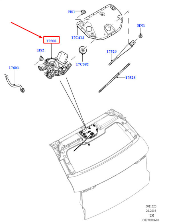 LR024226 - LR RANGE ROVER EVOQUE L538 rear windshield wiper motor LR024226 NEW ORIGINAL