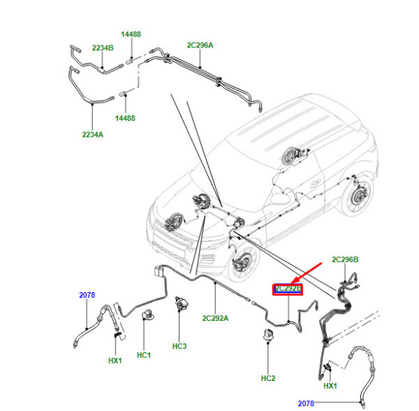 LR024463 - LR Range Rover Evoque L538 Front Right Brake Line LR024463 NEW ORIGINAL