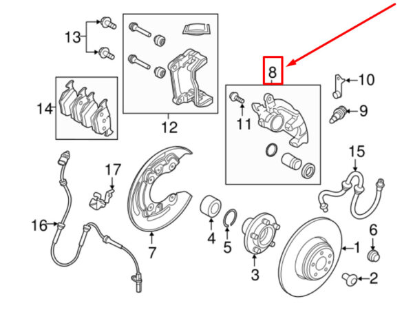 LR027126 - LAND ROVER L538 rear right caliper LR027126 NEW ORIGINAL