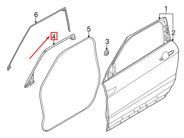 LR027336 - LR RR EVOQUE L538 Front Right Door Top Insulator LR027336 NEW GENUINE
